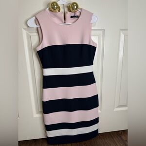 Tommy‎ Hilfiger Dress Women’s 2 Colorblock Sheath Pink Black White Sleeveless